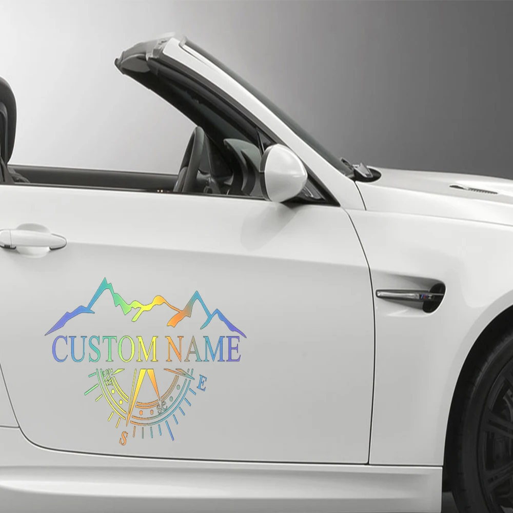 1pc colored compass mountain Custom Name Car Stickers And Decals  Auto Stickers On The Car  Art Car Decals New Design Pattern
