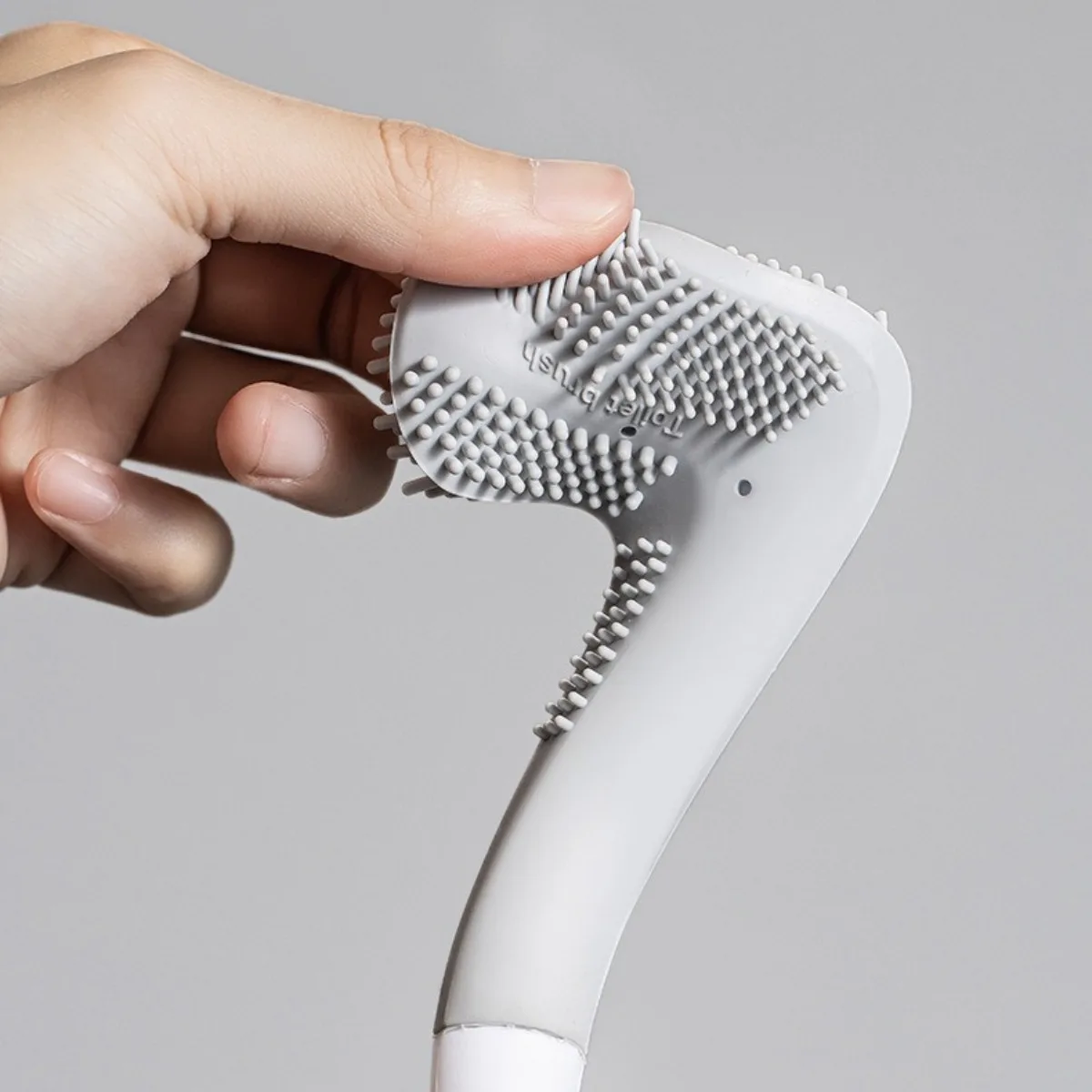 

Wall Mounted Toilet Brush with Base Quick Drainage All Round Cleaning Soft Rubber Brush Head Bathroom Accessories Detachable