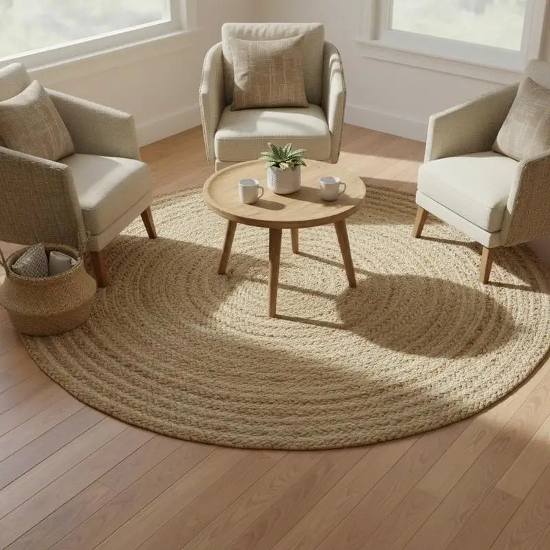 Tapis en jute tressé rond de 150 cm