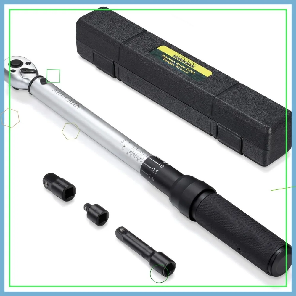 3/8-Inch Drive Click Torque Wrench Set, 10-100 ft-lb / 15-135 Nm, Dual-Direction Adjustable for Precision Work