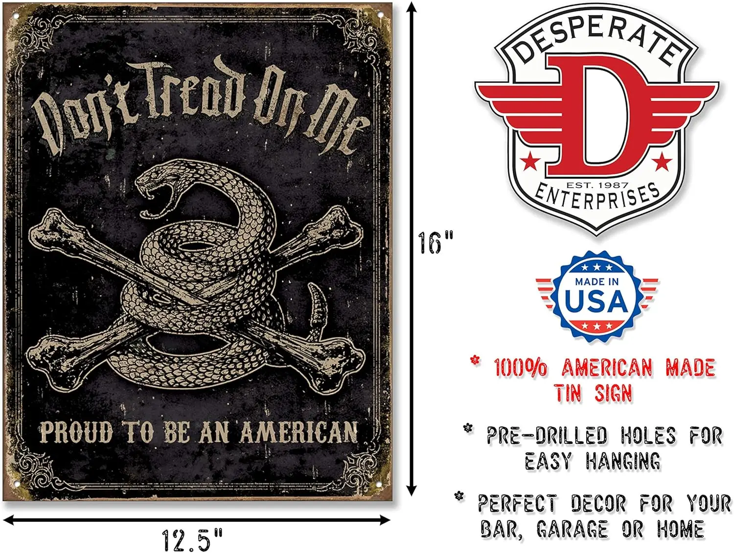 Desperate Enterprises Tin Signs TSN1692-BRK DTOM Proud American