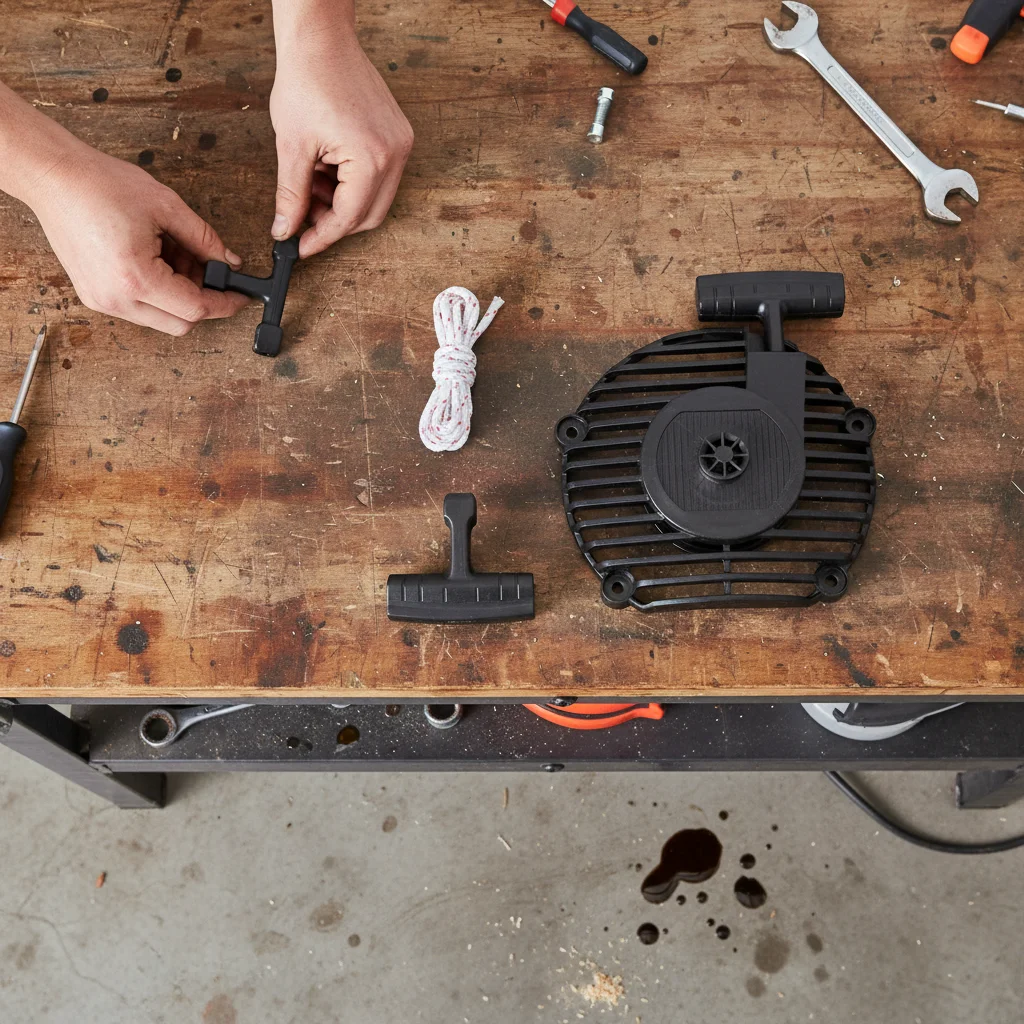 

1 комплект в сборе с возвратным стартером 545111701 Замена для воздуходувок для листьев 125B Корпус стартера с тягой Ручка троса стартера