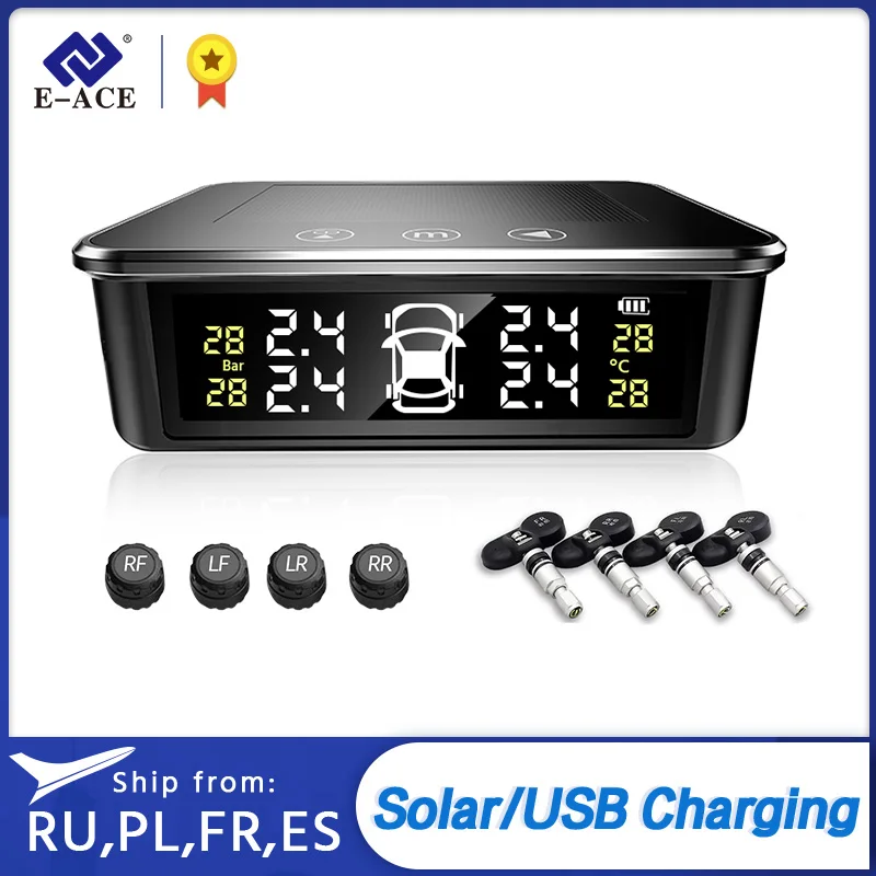 

E-ACE K13 Solar Power Tpms sensor Tire Pressure Alarm System tire pressure monitoring system Tire pressure sensors