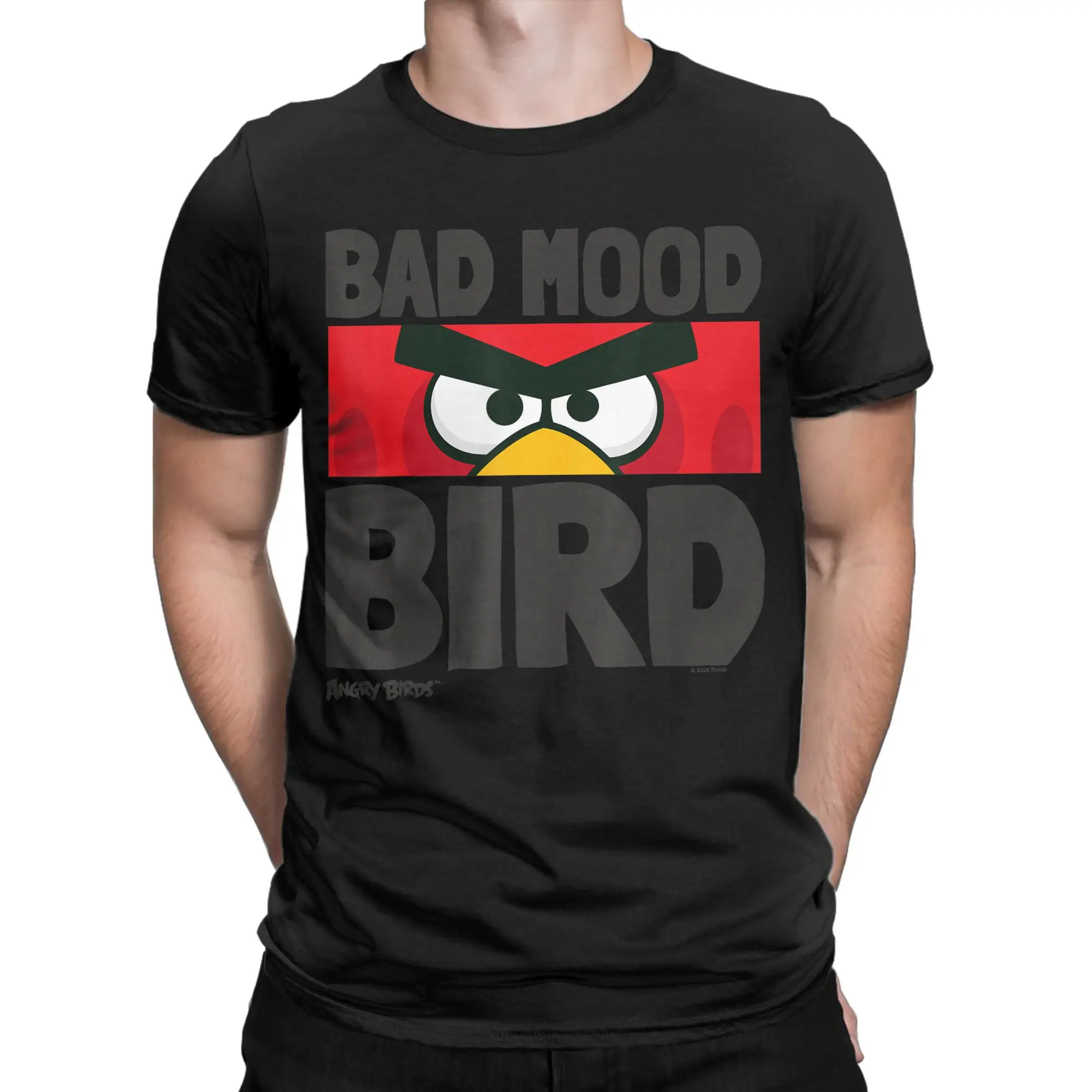 A-Angry Birds Moody Bird Distressed - Camiseta clásica de algodón 100% para hombre