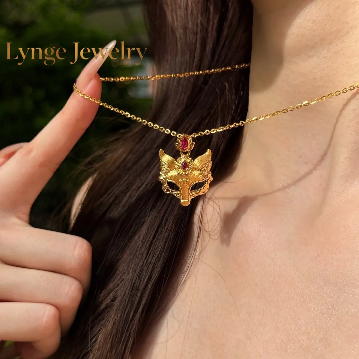 

Lynge Jewelry Real 18K Gold Fox Mask Pendantfor Woman Luxury AU750 Pendant Necklace Fine Jewelry High-quality Banquet Gift