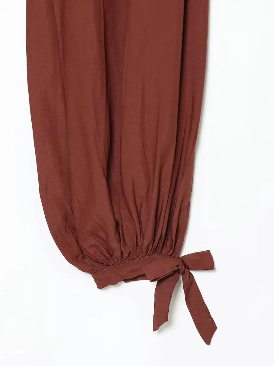 2026 Pantalones deportivos largos y esponjosos Vintage europeos y americanos para niña, pantalones informales elegantes con cintura elástica y puños con lazo y globo