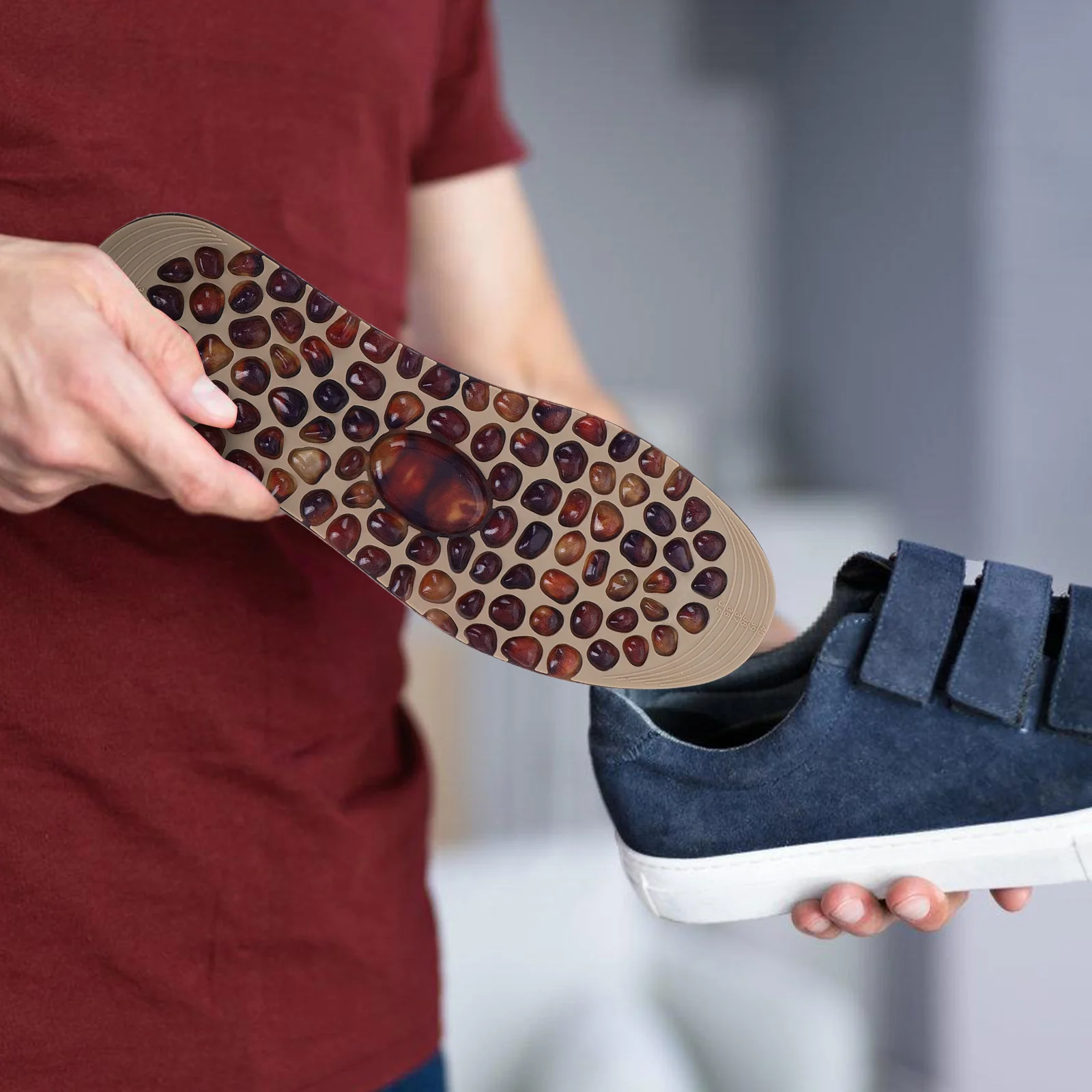 1 زوج Tpr حصاة تدليك النعال القدم تخفيف الضغط المضادة للانزلاق تنفس قابل للتعديل حجم دائم طويل الأمد الرجال النساء #6