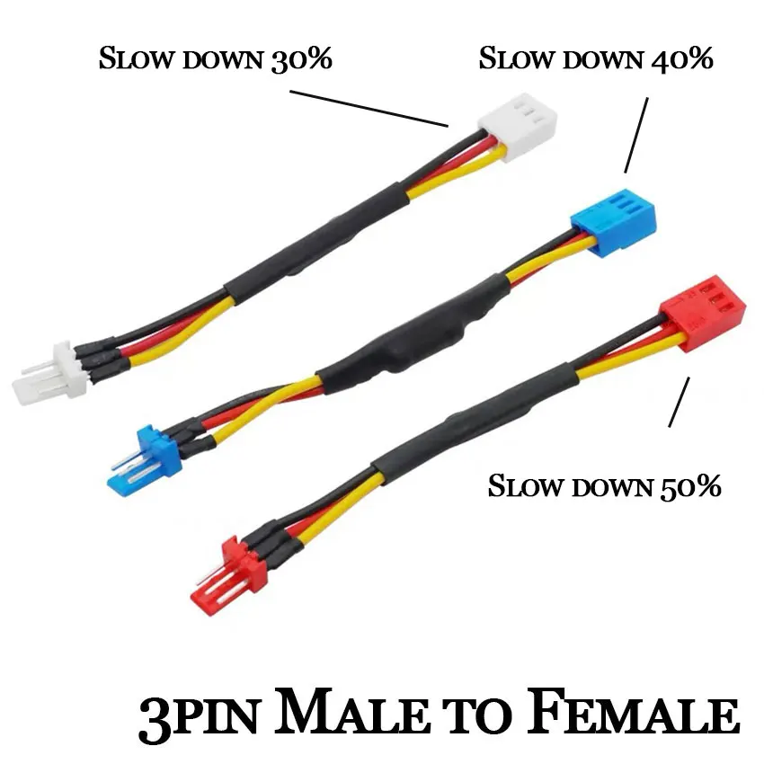 1PCS Fan Resistor Cable 3 / 4 Pin Male to 3 / 4Pin Female Connector Reduce PC CPU Fan Speed Noise Resistor Slow down Cable