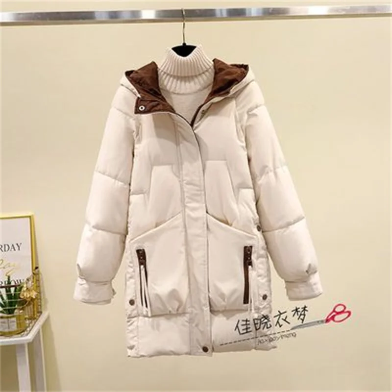 Down Padded Coat Women Mid-length Style 2024 New Explosion-Proof Padded Winter Thicke Hooded Padded Jacket Female Jacket Trend