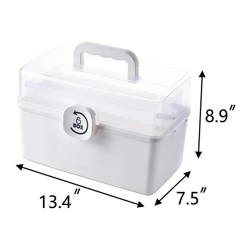 Plastic Storage Box With 3-Tier Fold Tray,Tool Organizer,Portable Lockable Container