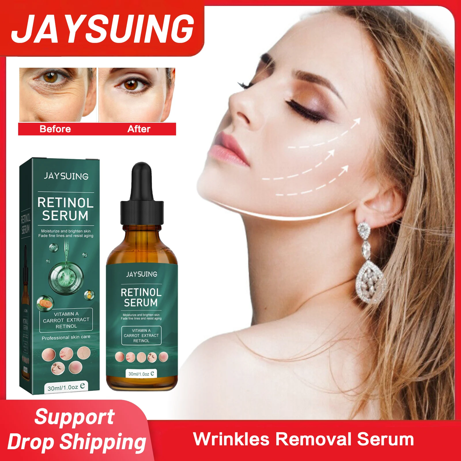 Retinol Anti Wrinkle Serum Fade Fine Lines Improve Loose Skin Remove Acne Marks Shrink Pores Tightening Firming Facial Essence