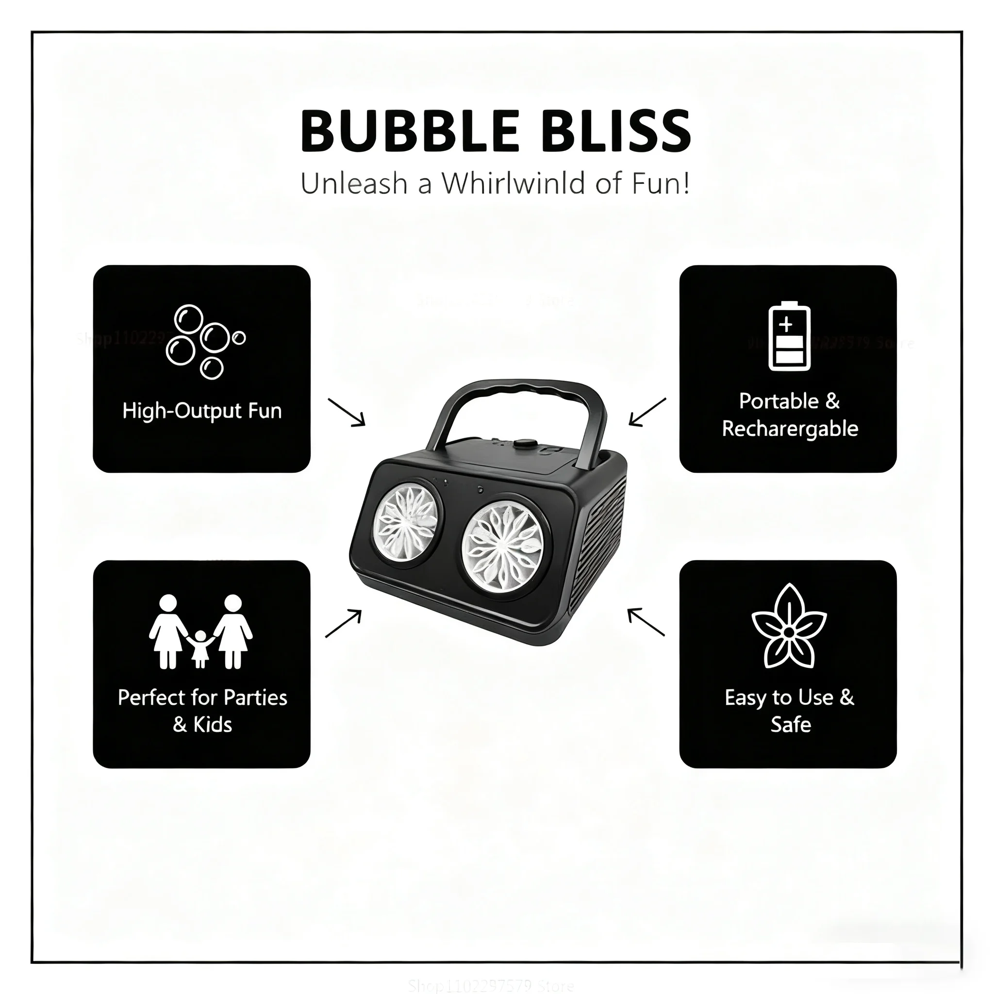 2개의 팬이 있는 자동 버블 머신 업그레이드, 분당 50000개 이상의 버블 생성, 휴대용 버블 메이커, 어린이 야외 실내 파티 장난감 선물