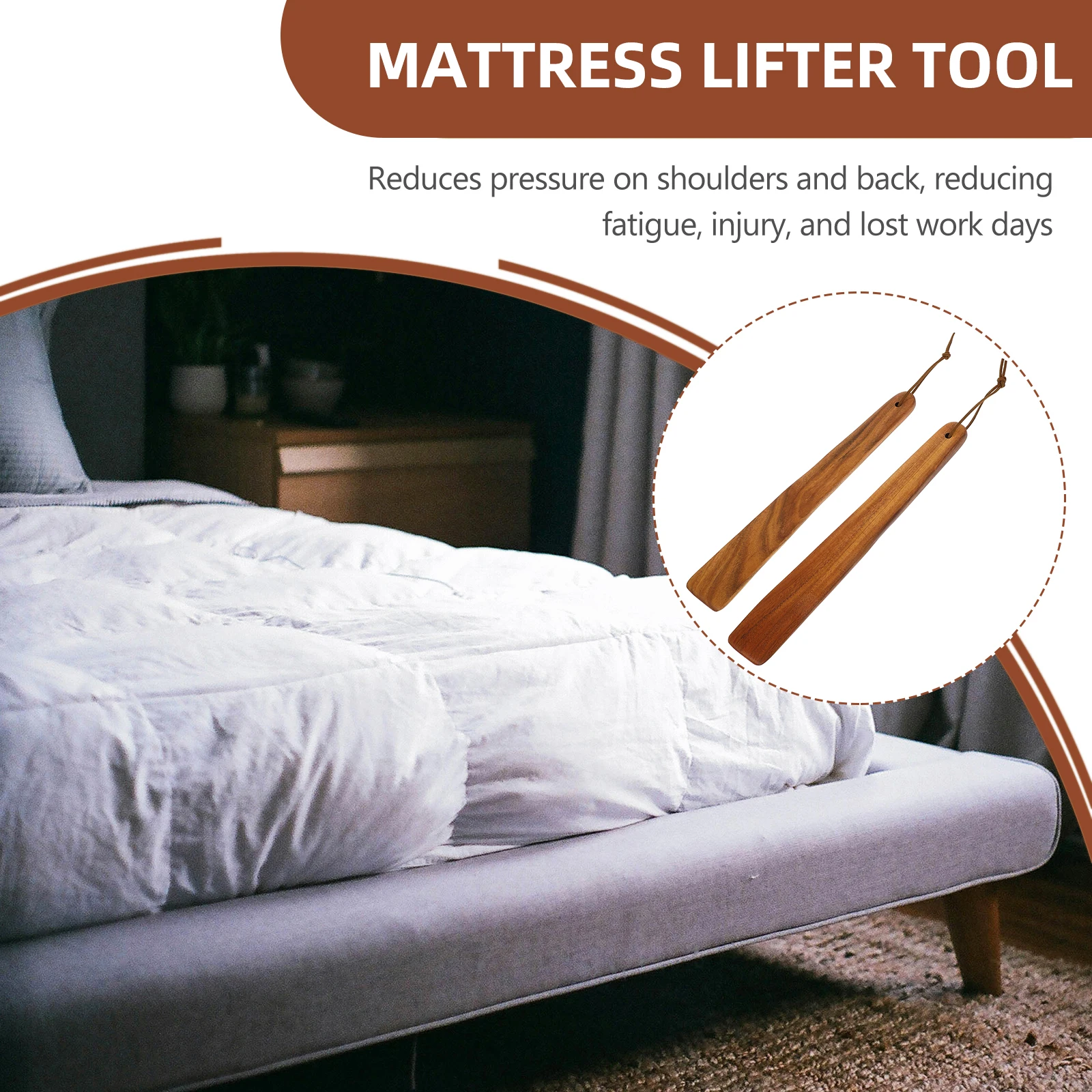 

2pcs Mattress Lifting Tool Wooden Bed Sheet Change Helper Mattress Riser For Making Bed Reusable Lifter Home Supplies