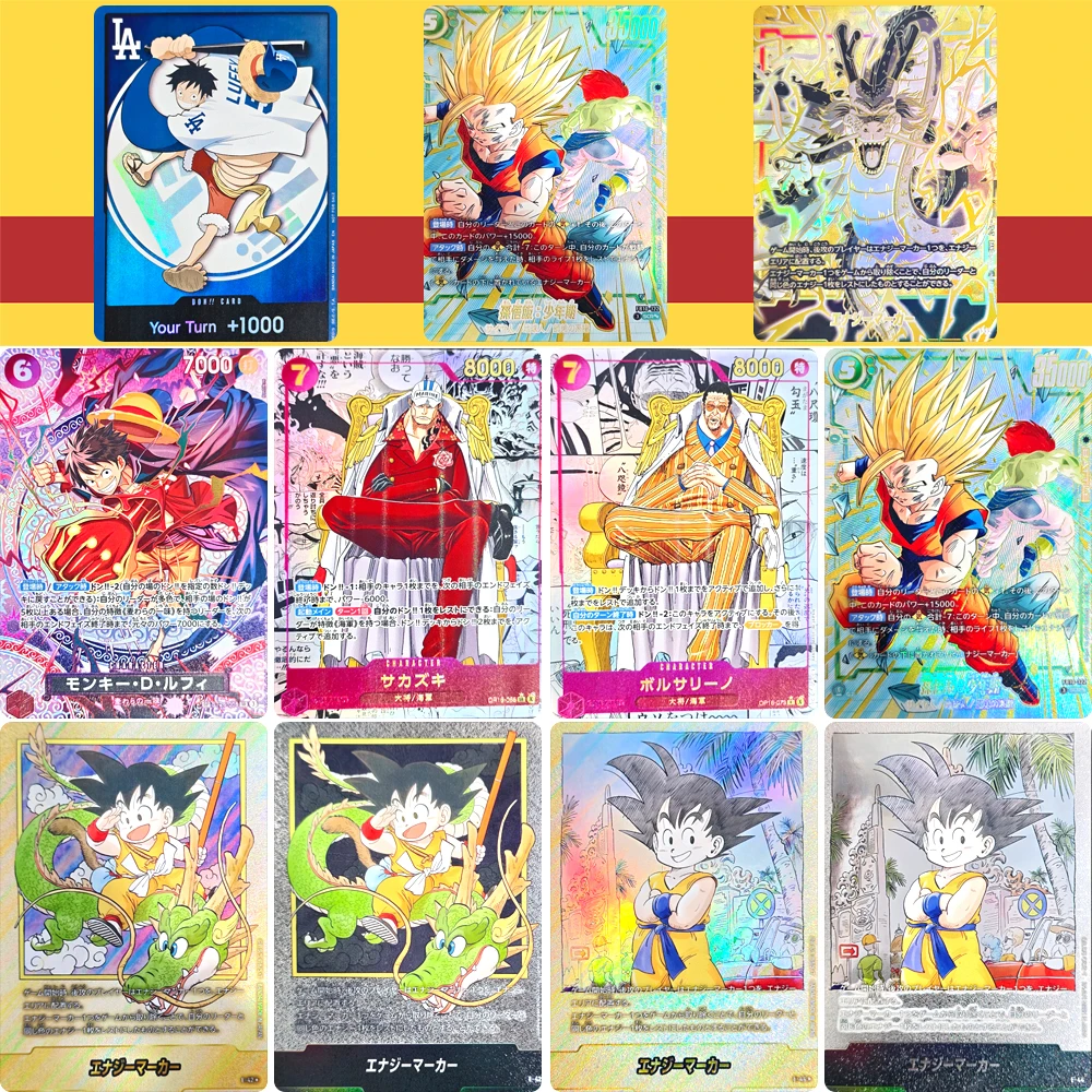 ONE PIECE Anime characters Brook Monkey D. Luffy Nami Laser refraction Christmas birthday gift Game toys DIY Collection card