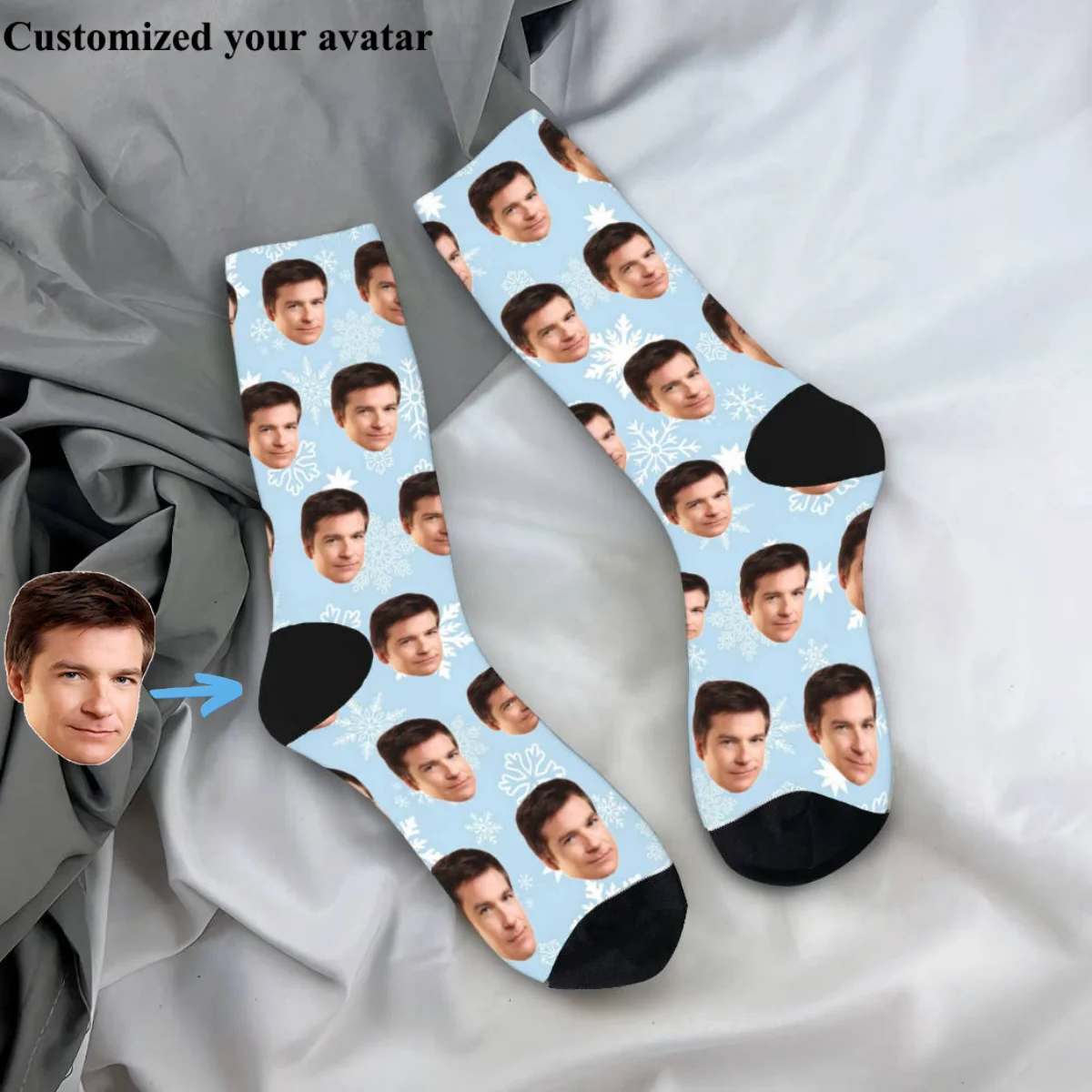 عيد الميلاد مخصصة الوجه على شكل جوارب الجوارب العصرية الرجال الجوارب الناعمة الدافئة الشتاء تشغيل الرياضة نمط المضادة للانزلاق الجوارب #1