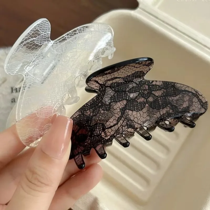 Koreanische Damen-Haarspange mit Spitzenmuster, Haarklammer im Haifisch-Design, Mädchen-Mode-Haarspangen, Kopfschmuck, Haar-Accessoire für den Alltag – Detail 3