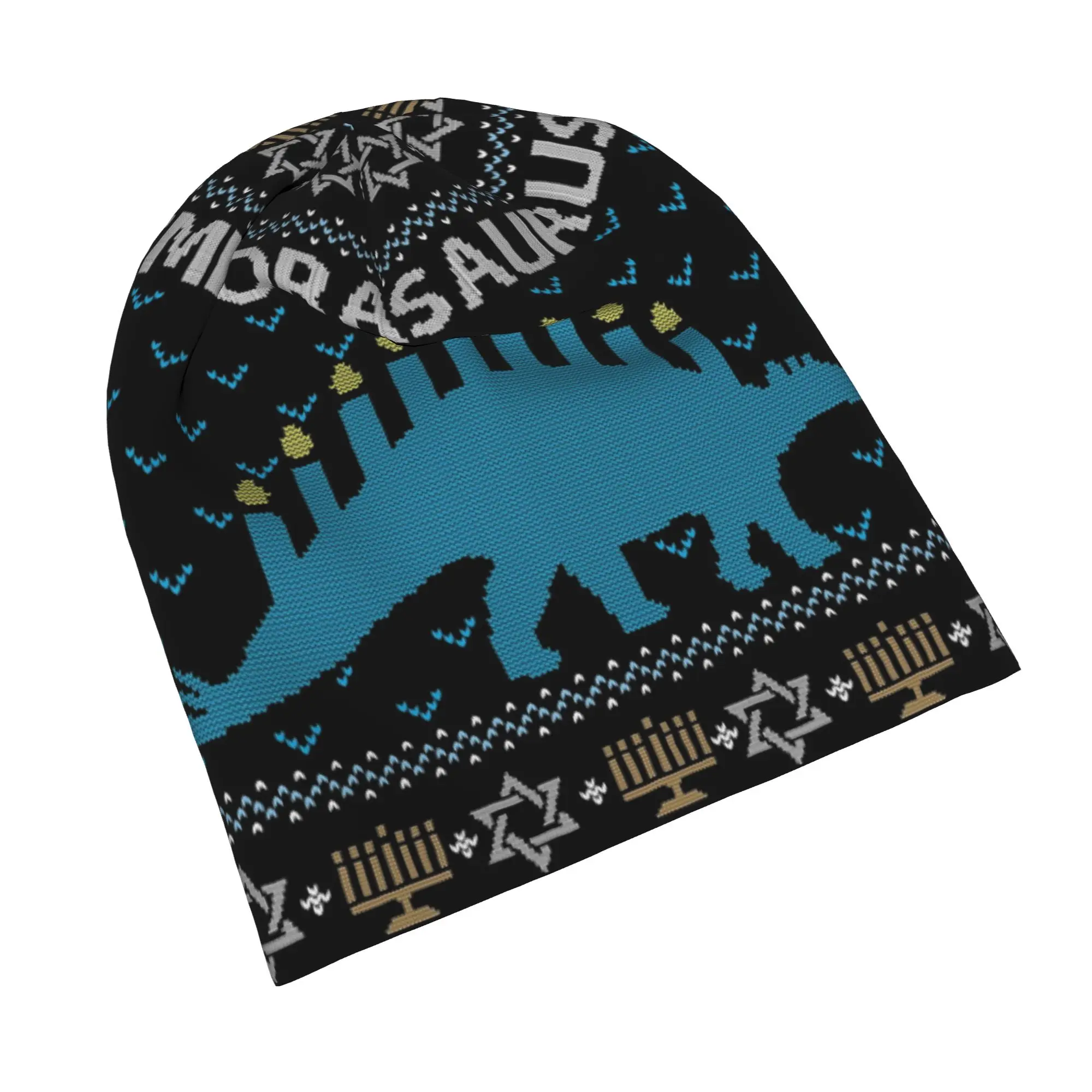 Hanukkah Menorasaurus Dinosaur Bonnet Hat Autumn Winter Street Skullies Beanies Hats  for Men Women Spring Dual-use Caps