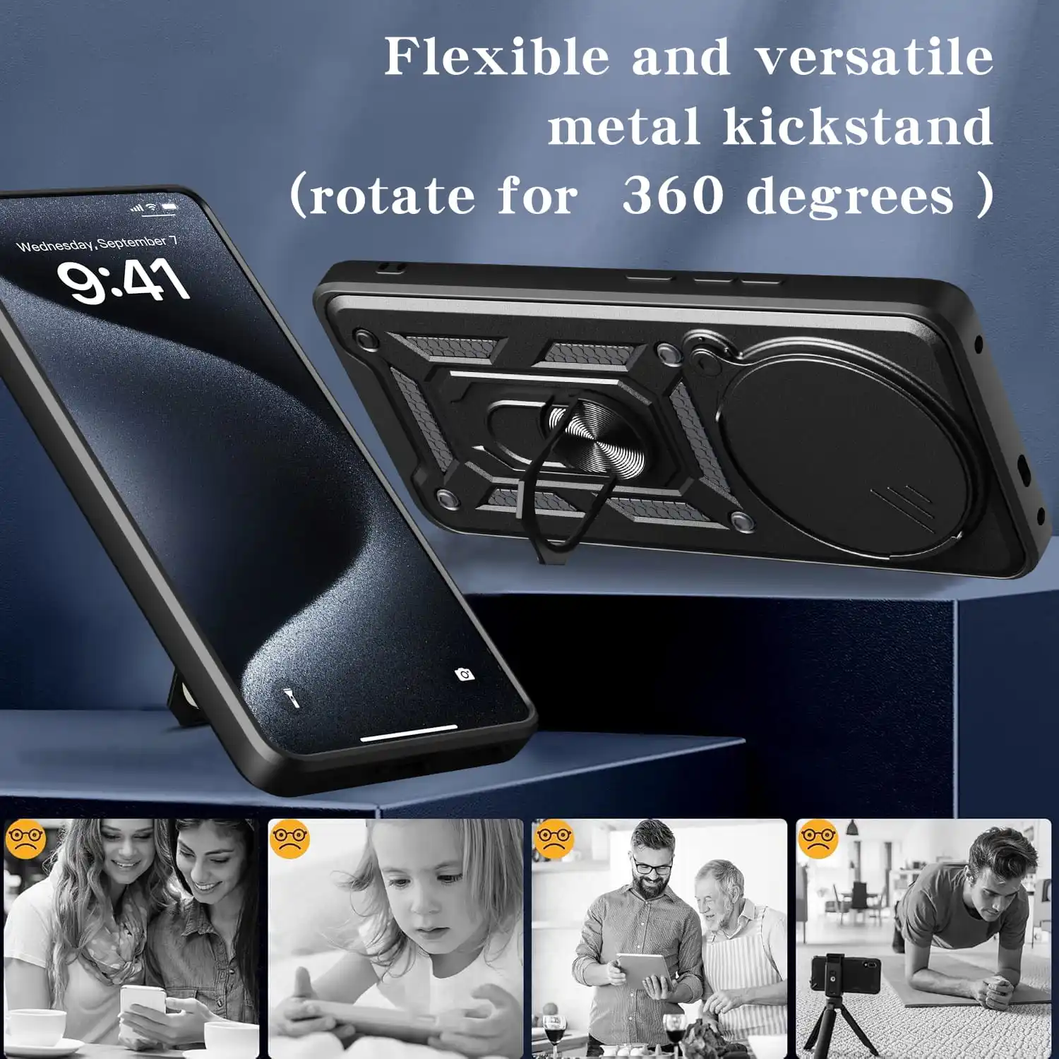 Funda para Realme 14 Pro Plus Slide Camera Protect Stand Funda de teléfono para 14Pro 13Pro + 13 +