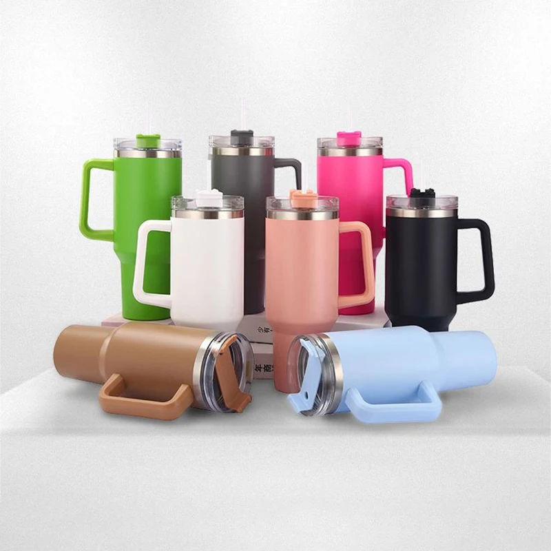 40oz Stainless Steel Tumbler With Straw Handle Car Mug 304 Stainless Steel Straw Ice Bar Mug For Home Office Or Car