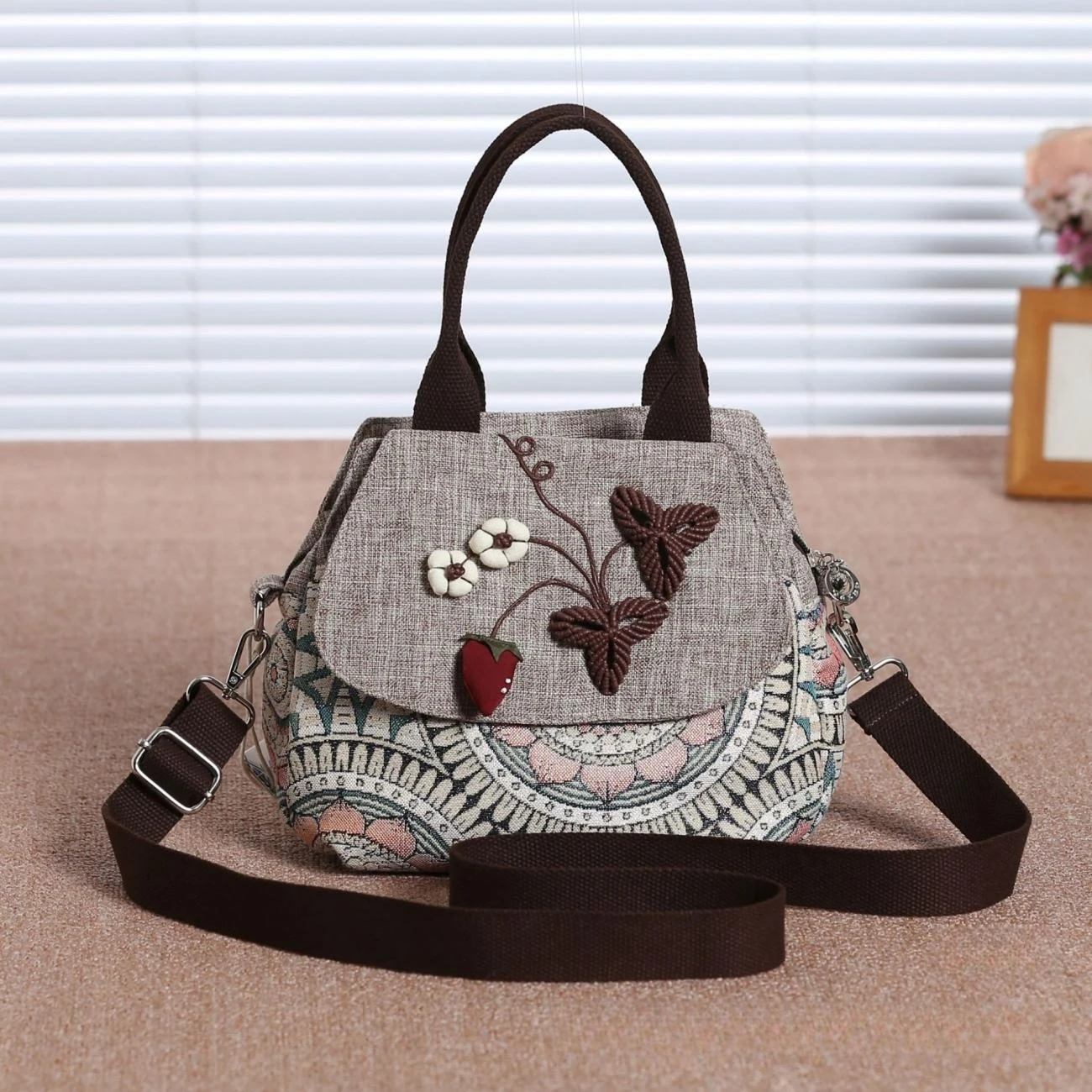 

Ethnic Retro Chinese Style Handmade Versatile Lightweight Literary Handbag Canvas One Shoulder Crossbody Bag Women's Bag