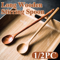 Long Wooden Stirring Spoon Wooden Spoon With Long Handle Soup Honey Coffee Spoon Mixing Spoon Extended Cooking Spoon for Kitchen