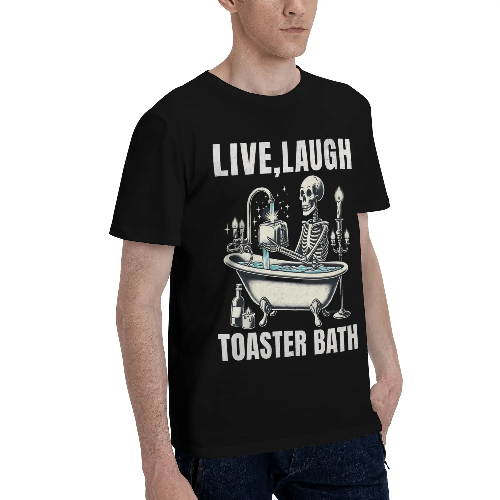 Live Laugh Toster Bath  Merch Unisex T Shirt Cotton Tee Graphic  T-shirt Clothing
