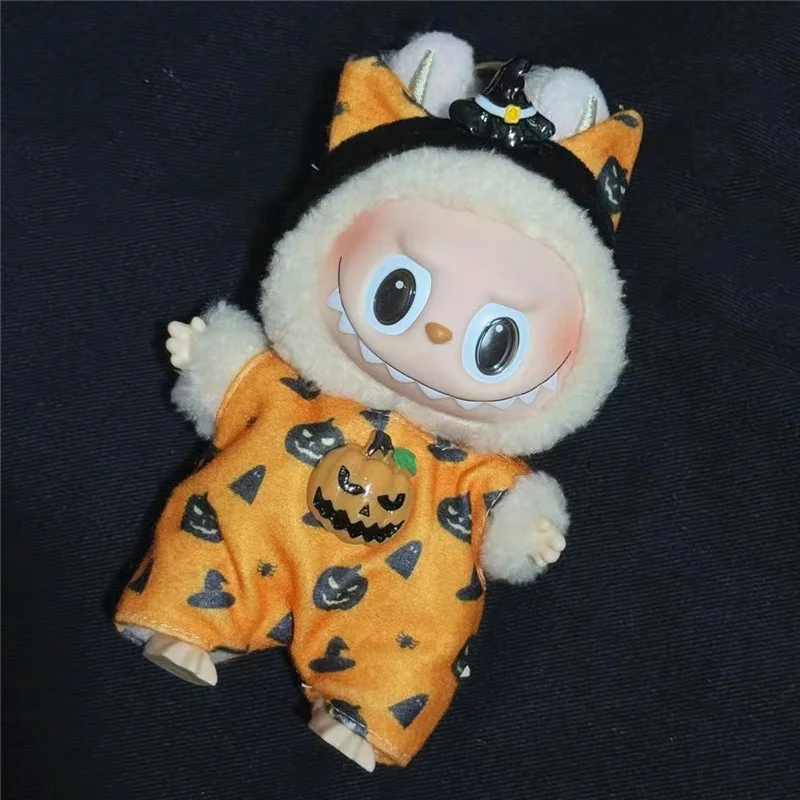 ل 15 17 سنتيمتر Labubu هالوين Ghostg متوهجة الملابس الجناح اليقطين الحمالات عقال تأثيري ديكور الزي الملابس والاكسسوارات