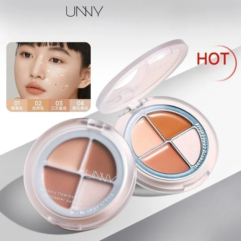 UNNY-placa correctora de 4 colores, crema para resaltar, cubrir la imperfecciones, iluminar la cara, manchas oscuras, maquillaje de larga duración