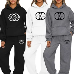 New Autumn Winter Woman Tracksuit Hoodies+Sweatpants 2-Piece Fashion Causal Jogging sweatshirt Clothes Pullover Fleece Pant Sets