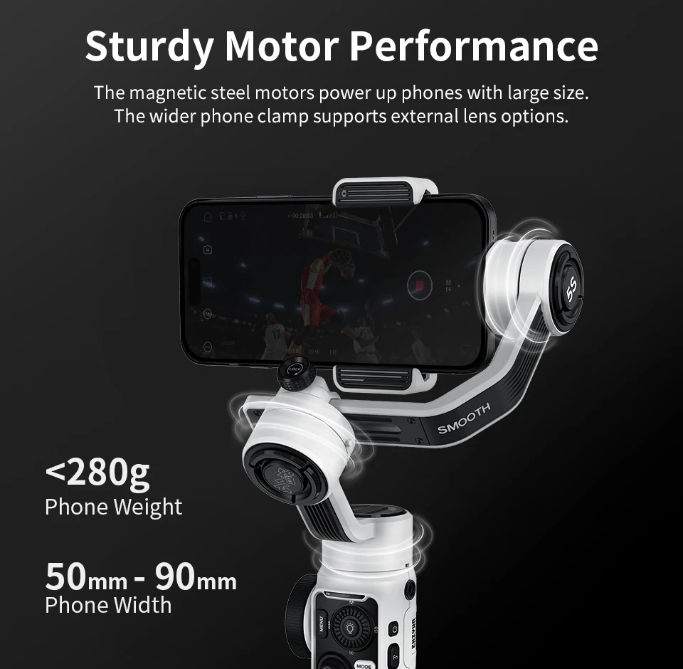 ZHIYUNอย่างเป็นทางการSmooth 5SมือถือStabilizer 3 แกนกลางแจ้งโทรศัพท์สมาร์ทโฟนGimbalsสำหรับiPhone 15 Pro Max Xiaomi