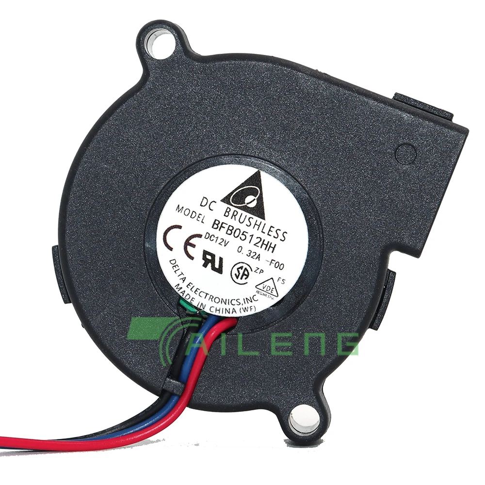 BFB0512HH 5015เครื่องเป่าเทอร์โบเป่าลม DC12V 0.32A ลูกปืนคู่ขนาด5ซม. 50*50*15มม. 50มม. พัดลมทำความเย็นสำหรับเดลต้า