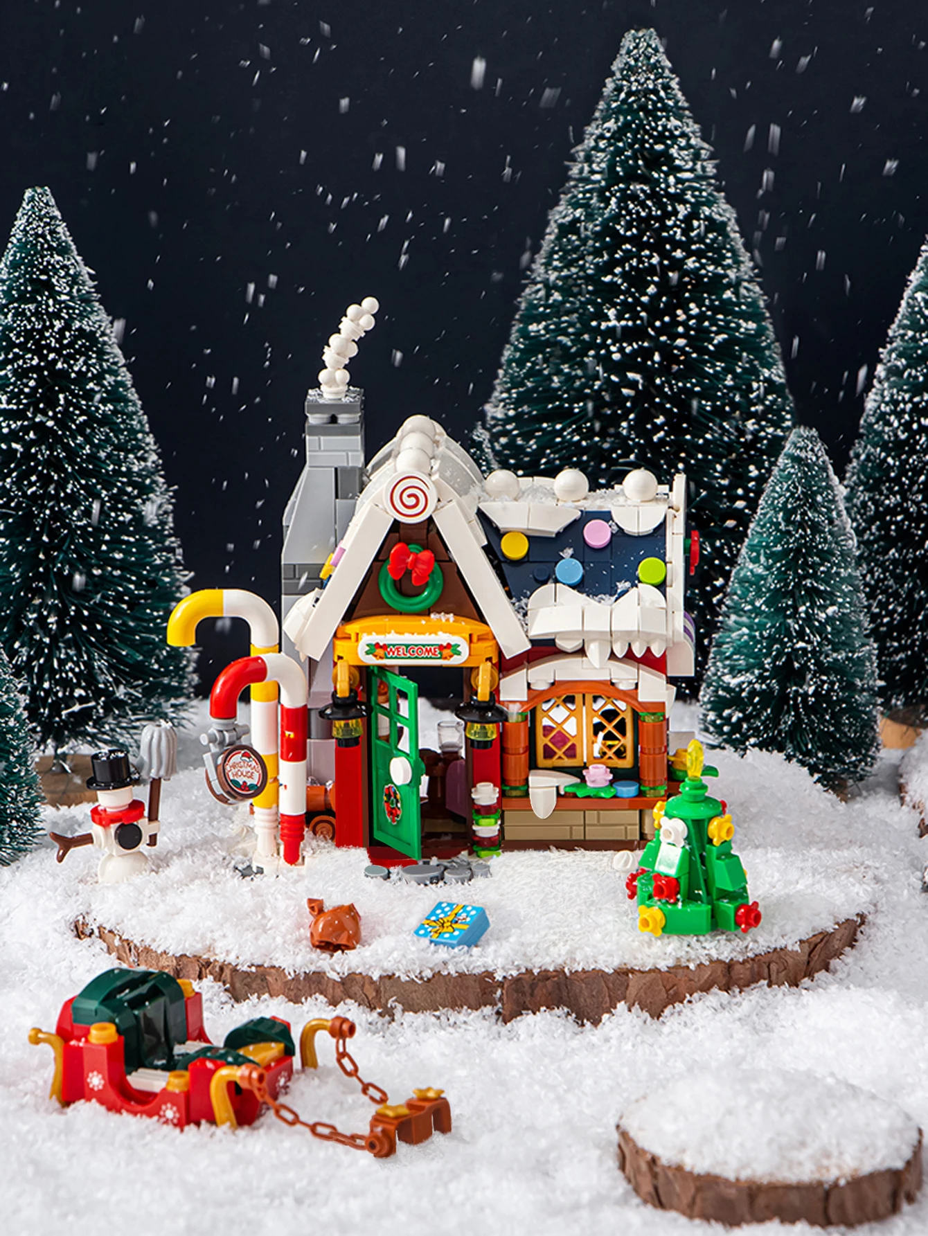 Loz คริสต์มาสของขวัญ DIY Building Blocks Christmas House Snowman Christmas Tree Building Blocks Minifigure ประกอบของเล่น Cr