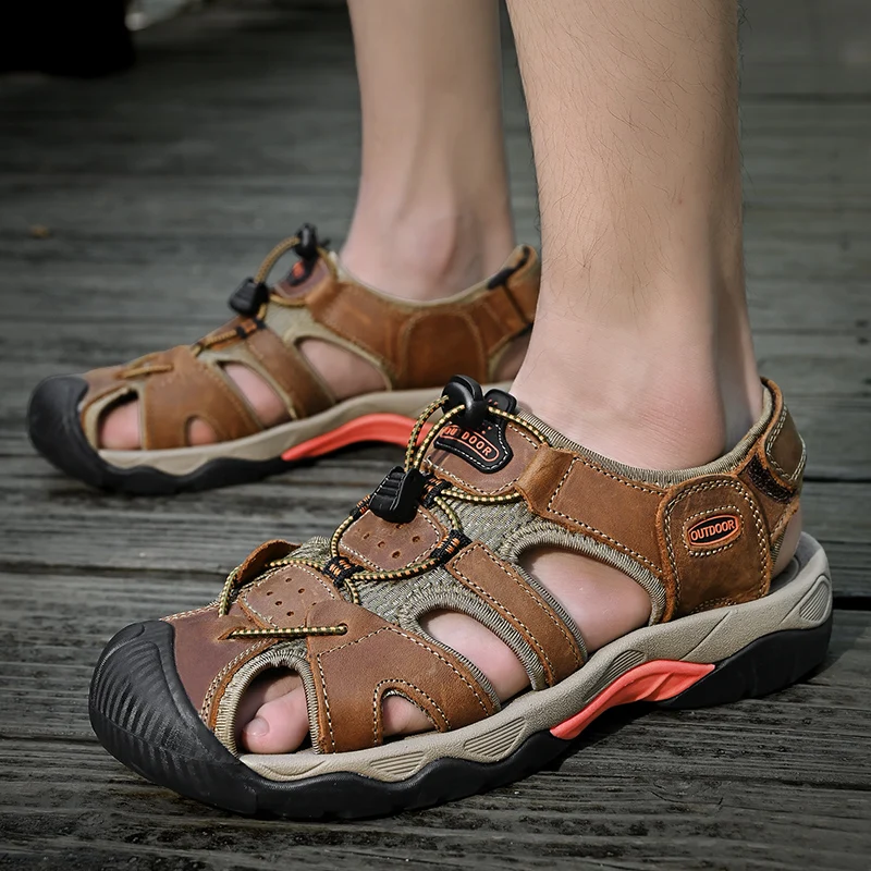 

Summer Outdoor Sports Travel Shoes Men Comfortable Sandals Fashionable Men's High-quality Cowhide Breathable and Versatile Shoes