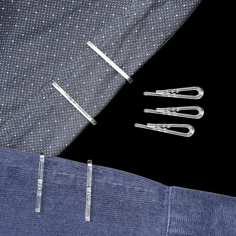 200 Stück 1,5 Zoll für Socken, Kleid, Krawatten, zum Platzieren von Kleidungsstücken, Krokodilklemmen mit Zähnen, transparente U-förmige Kunststoff-Hemd-Klappklemmen