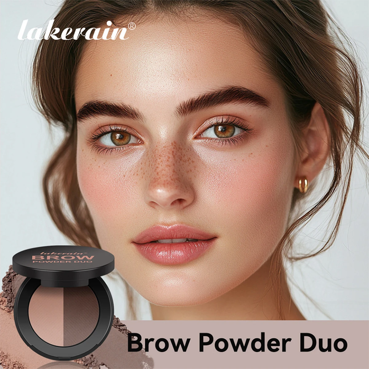 Poudre à sourcils bicolore, poudre d'ombre de nez tridimensionnelle naturelle, non tache naturelle et longue durée