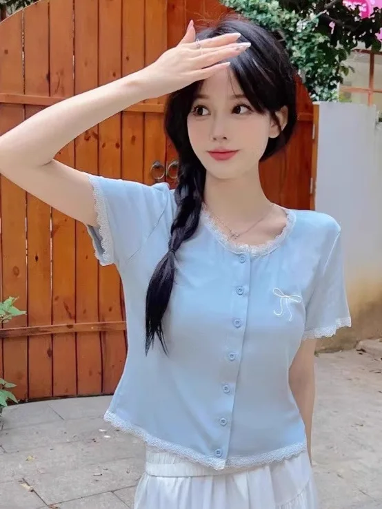 

Sweet ort Sve T-irt Women's Summer Slimming ey ort Body irt plus Size Lace Regular oulder Commute Sle