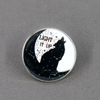 Light It Up Badge Wolf And Moon Brooch Crescent City Bookish Bookworm Jewelry