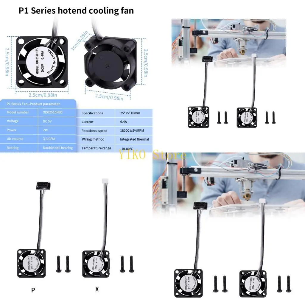 

K32C 2510 5V Cooling Fan Brushless Printer Part For X1 X1C P1S P1P Printer Blower Plastic Fan Hydraulic Cooling Fan