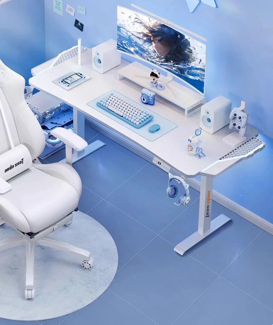 JJElectric Lifting Table Home Desktop White Computer Desk Designer Style Stylish, Simple And High-end