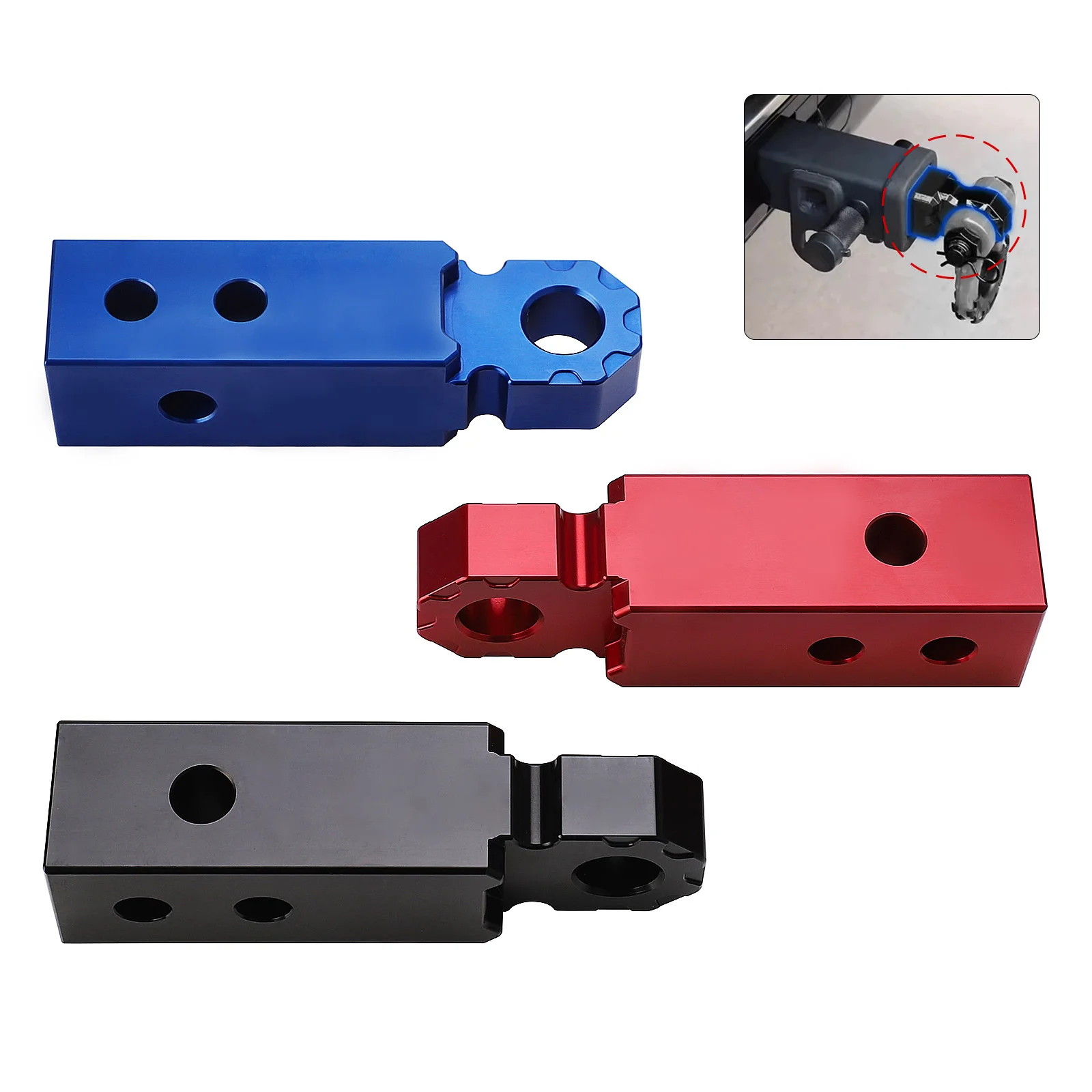 

Aluminum Alloy Recovery Shackle Block 2" Powder Coat -Hitch Receiver Fits 2 inch Hitch receivers Recovery Tow Block