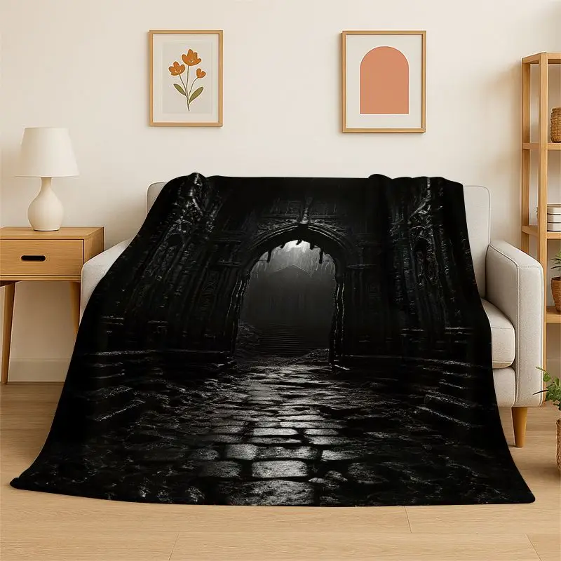 Gothic Magic Gate Door Miracle Flannel Blanket Soft Throw Blanket for Bedroom Living Room Bed Travel Camping Picnic Nap Cover