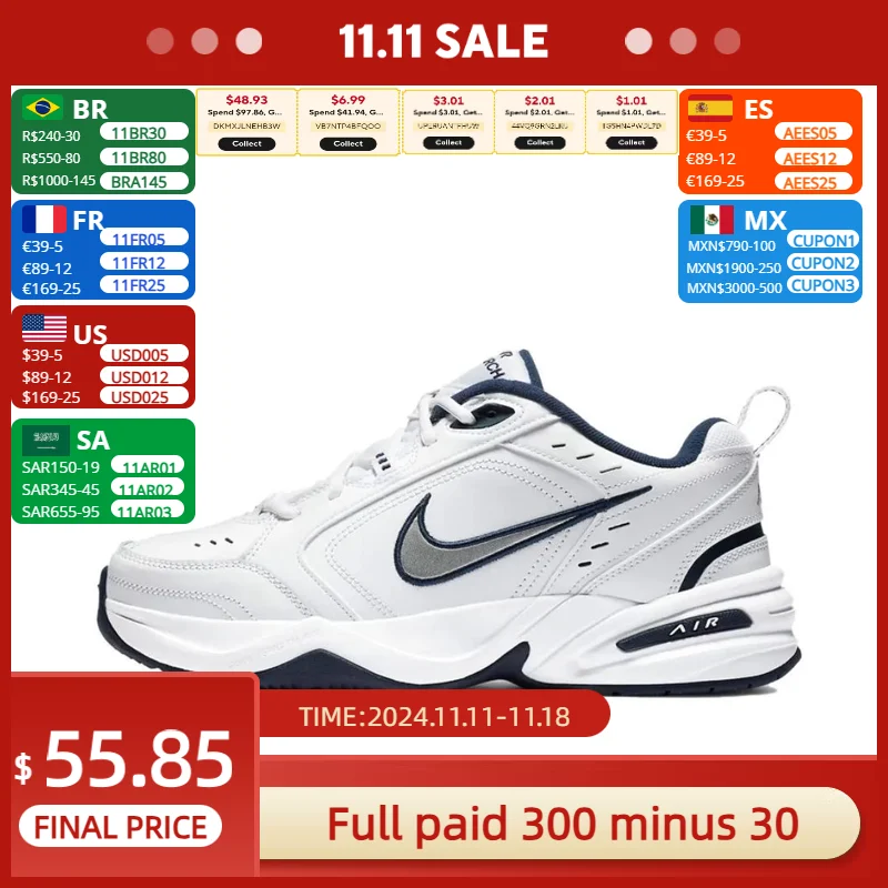 nike-air-monarch-4-low-scarpe-da-ginnastica-da-uomo-e-da-donna-scarpe-classiche-retro-casual-goffe-scarpe-da-ginnastica-comfort-imbottite-bianco-e-argento