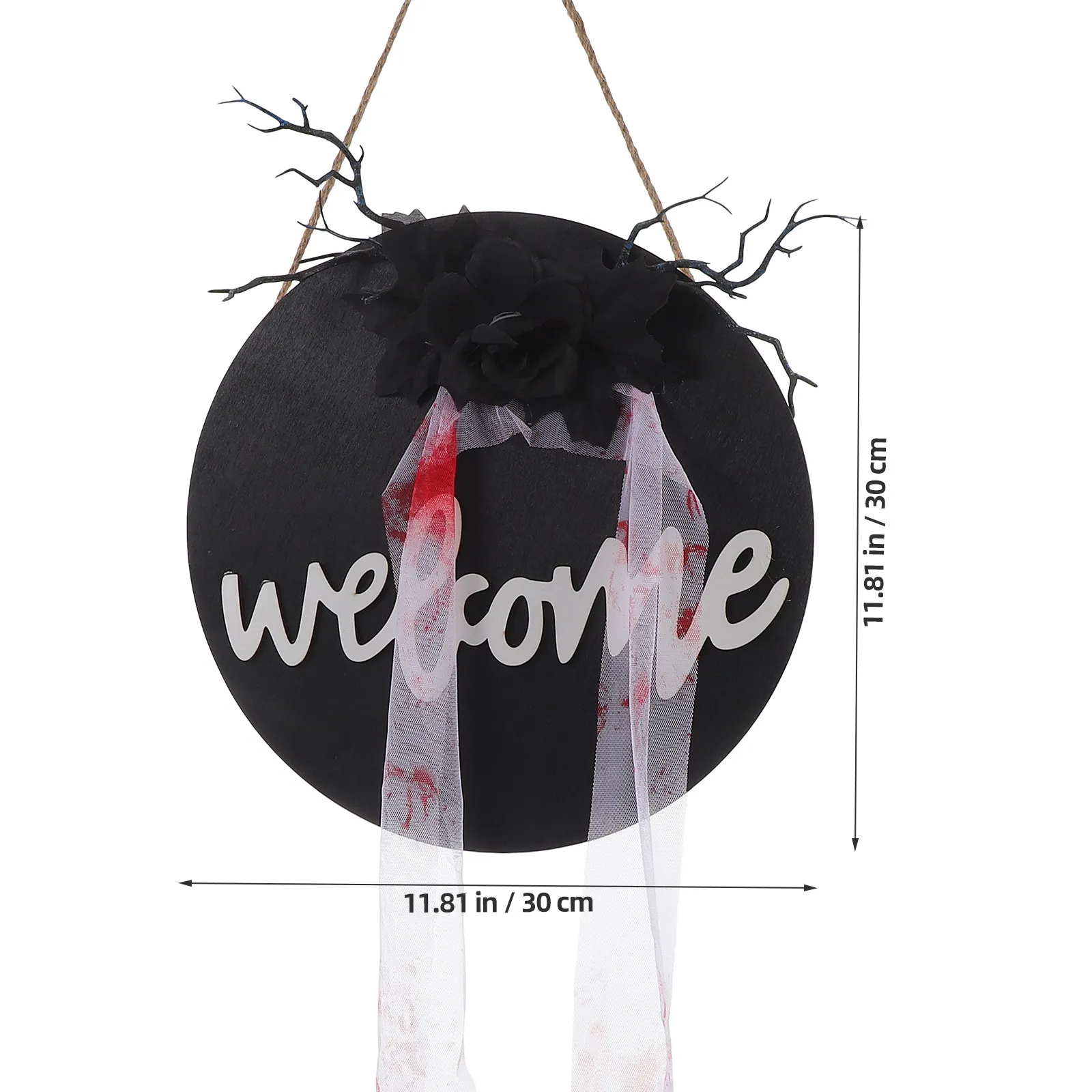 Welcome Hanging Sign Wooden Halloween Door Decor For Front Door Porch Window Wall Tree Mall Office Party Decoration