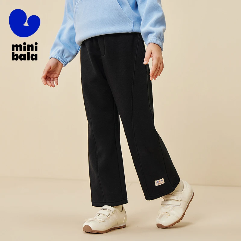 

Миниатюрные брюки Bala для девочек, новинка 2025 года, зимние расклешенные брюки на флисовой подкладке