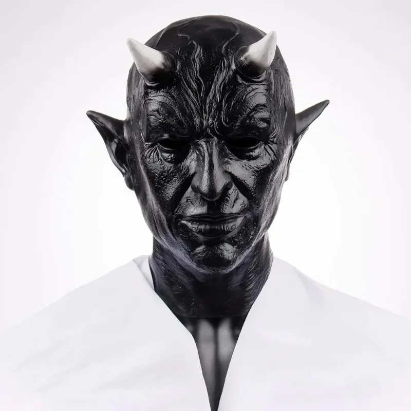 Mephistopheles Demon Horn Mask Halloween Cosplay Unisex Horror Devil Killer Latex Helmet Masquerade Carnival Party Costume Props