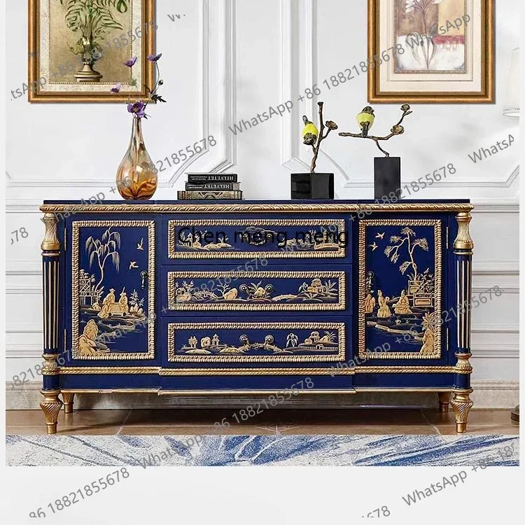 

High-end European entrance partition cabinet into Chinese painted solid wood dining side cabinet French retro bedroom TV cabinet