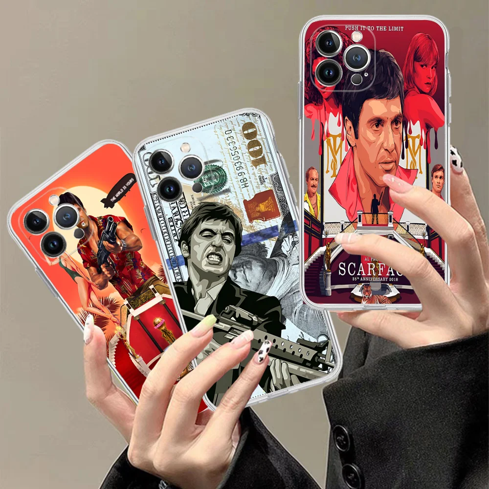 S-Scarface Tony Montana Film Phone Case Silicone Soft For Iphone 16 15 14 13 12 11 Pro Mini XS MAX Plus X Cover