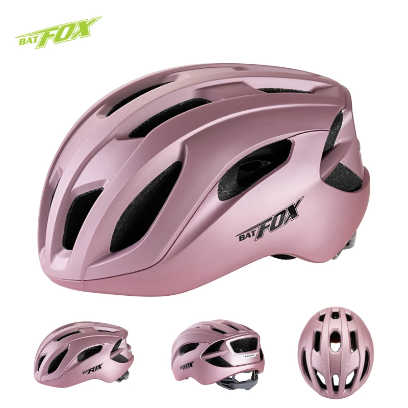 BATFOX Road Cycling Helmet Sports Ultralight Aero Safely Cap Capacete Ciclismo Bicycle Mountain Men Women Pink MTB Bike Helmet