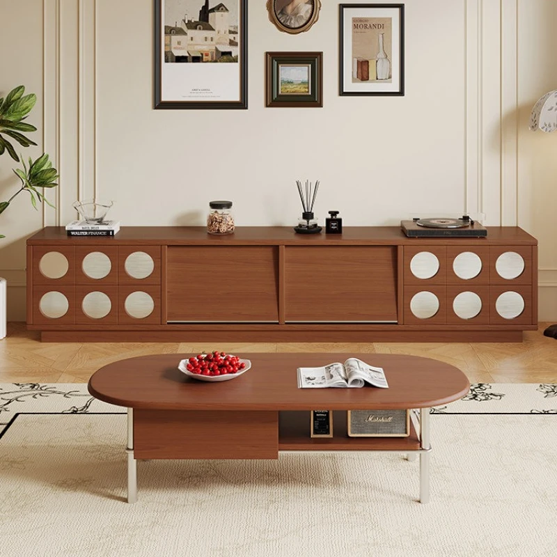 retro medieval TV cabinet wood household designer bedroom TV stand aesthetic high-end muebles para televisión home furniture