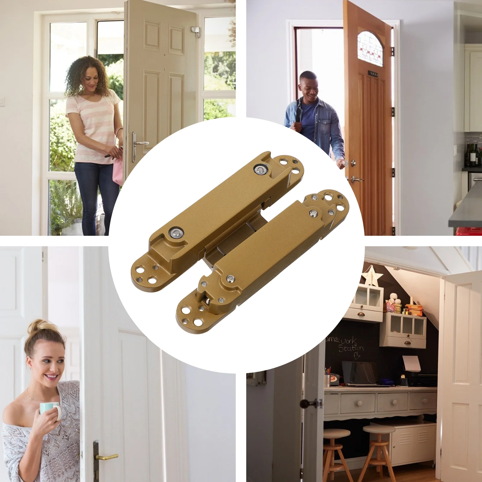 

Invisible Door Hinge Hidden Concealed Cabinet Accessories 180 Degree Swing Metal Home